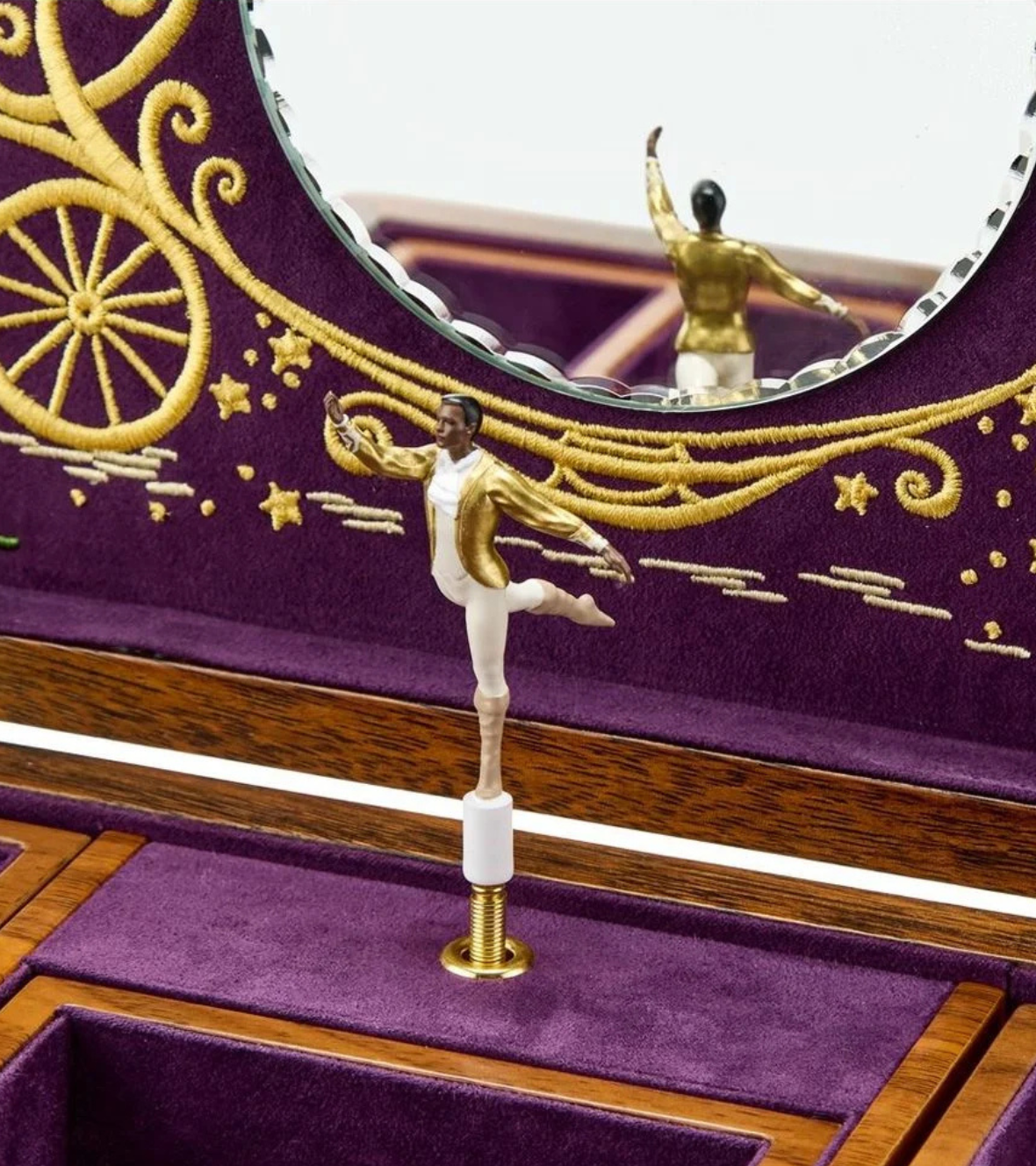 WOLF Ballet Musical Jewellery Box - Cinderella Walnut Wood